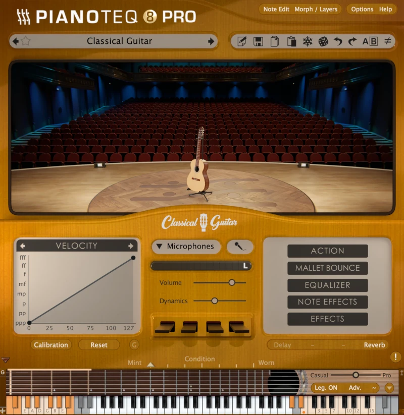 Classical Guitar interface in PIANOTEQ