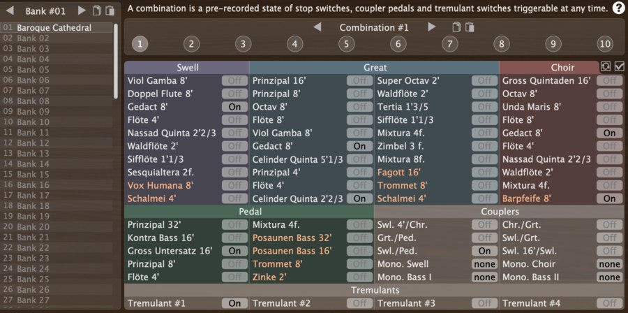 Combination settings